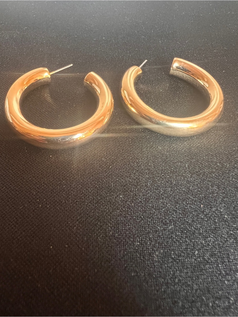 Polished Gold Thick Hoop Earrings for Women
